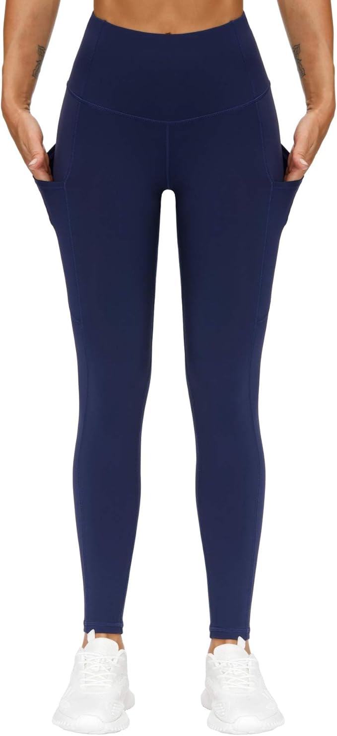 THE GYM PEOPLE Thick High Waist Yoga Pants with Pockets, Tummy Control Workout Running Yoga Leggings for Women