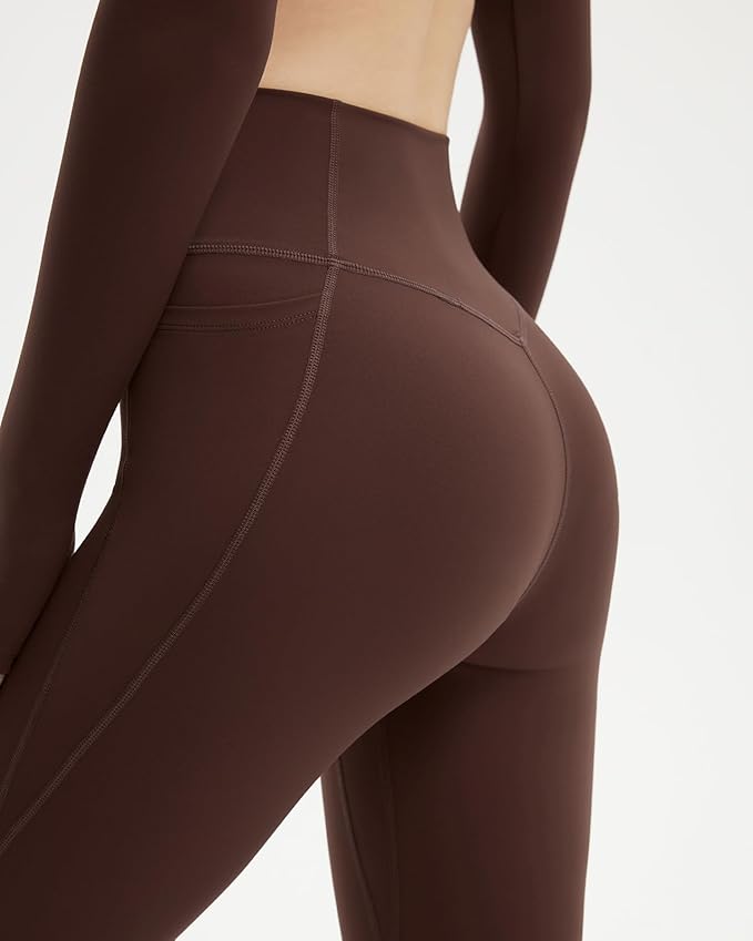 SUUKSESS Women 2 Piece Workout Sets Long Sleeve Twist Deep V Crop Padded Tops Yoga Leggings with Side Pockets