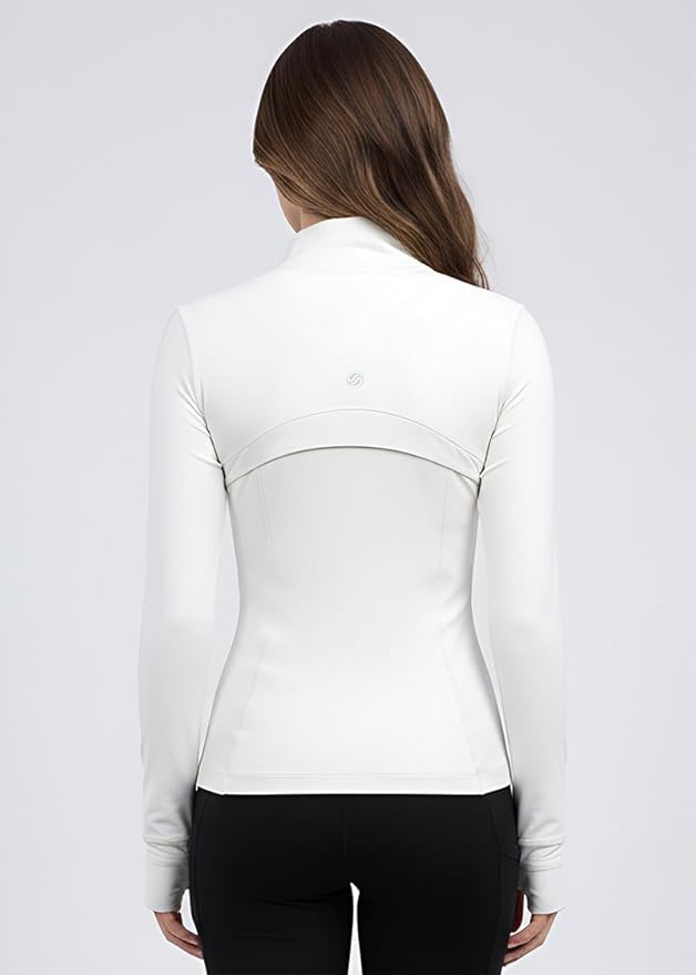 SIS QUEEN Women's Workout Jackets Slim Fit Athletic Track Tops with Pockets Thumb Holes Full Zip Up Lightweight Sportswear