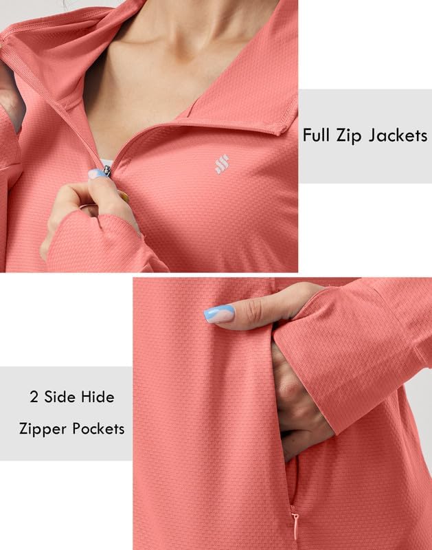 Soothfeel Women's UPF 50+ Sun Protection Hoodie Jacket Lightweight Long Sleeve Sun Shirt for Women with Pocket Hiking Outdoor