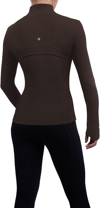 SIS QUEEN Women's Workout Jackets Slim Fit Athletic Track Tops with Pockets Thumb Holes Full Zip Up Lightweight Sportswear