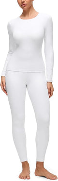 CRZ YOGA Softembrace Fleece Lined Thermal Underwear Set for Women - Soft Casual Base Layer Long Johns Warm Pajamas Top Bottom