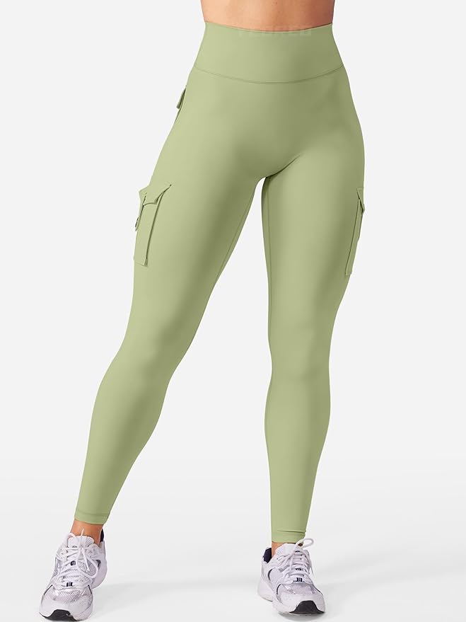YEOREO CoreFlex Workout Cargo Leggings with Pockets for Women Hidden Scrunch Butt Lifting Leggings Gym Yoga Pants