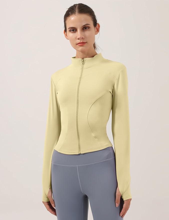 Locachy Women's Lightweight Stretchy Workout Full Zip Running Track Jacket with Thumb Holes
