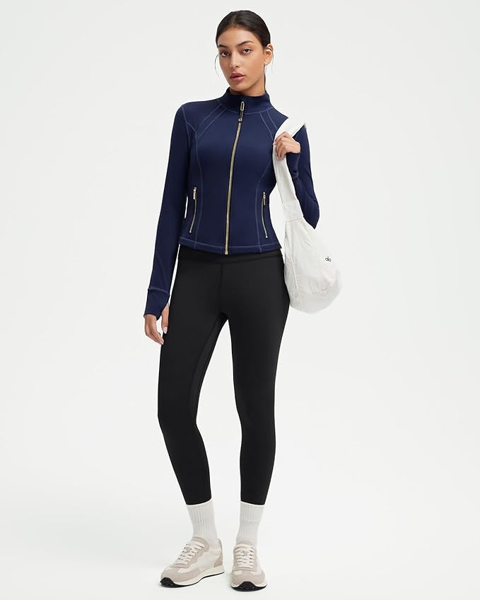 SUUKSESS Women Golden Full Zip Up Workout Cropped Jackets Lightweight Athletic Yoga Tops