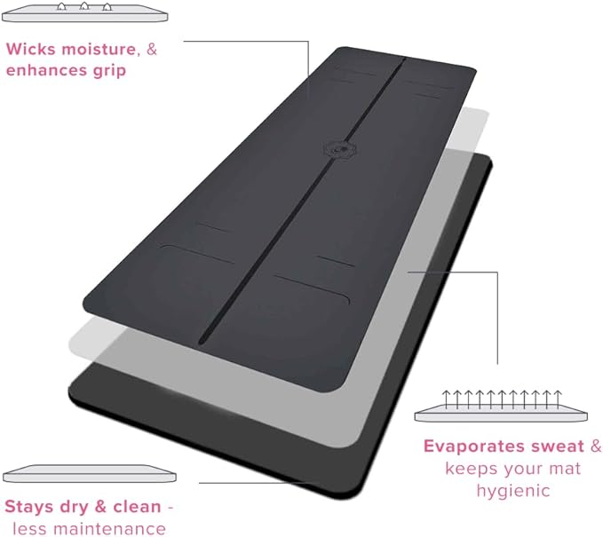 Liforme Evolve Yoga Mat – Free Yoga Bag Included - Patented Alignment System, Warrior-like Grip, Non-slip, Eco-friendly, Sweat-Resistant, Long, Wide, 4.2mm thick mat for comfort