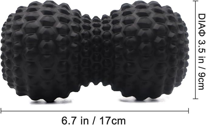 KITWILD Peanut Massage Ball, Double Lacrosse Massage Roller Ball for Deep Tissue Muscle Massage, Physical Therapy, Myofascial Release, Muscle Knots, and Yoga Therapy (Black)