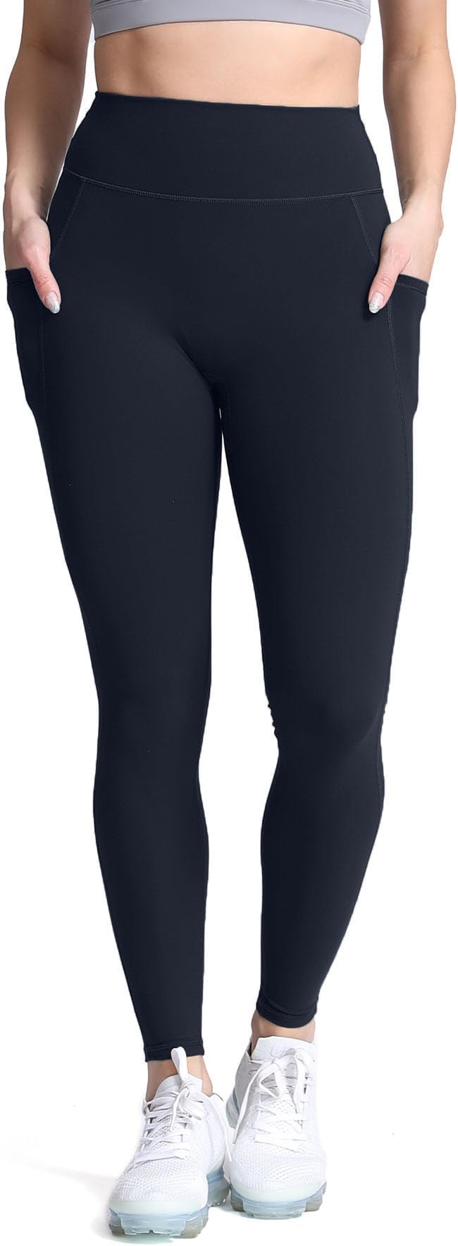 Aoxjox Women's Trinity High Waisted Yoga Pants with Pockets Cross-Waist Tummy Control Buttery Soft Workout Leggings 26"
