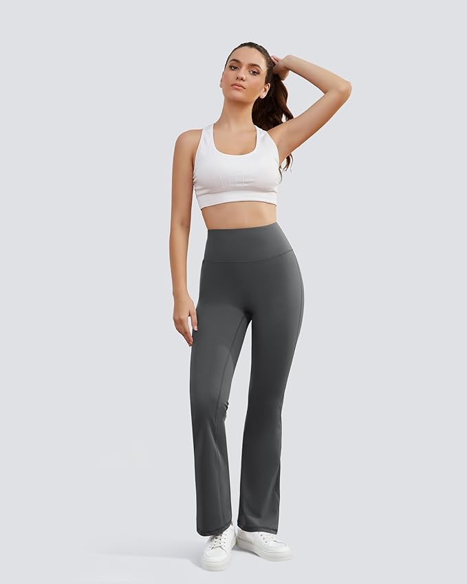 Yoga Pants for Women High Waisted Flare Leggings Bell Bottom Leggings Front Seamless Flared Workout Pants Tummy Control