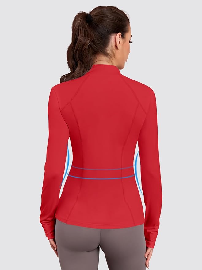 VUTRU Women Athletic Jacket Fitted Workout Running Zip Up Track Coat Layer with Thumb Holes Pockets for Yoga Gym Travel