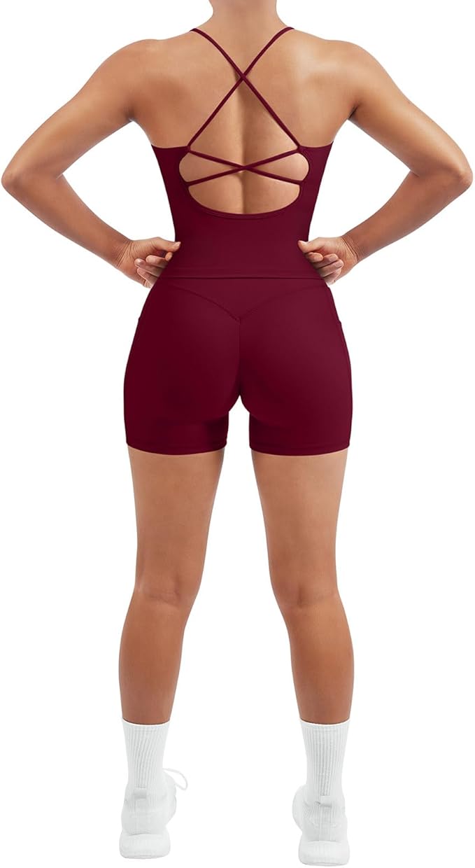 SUUKSESS Women 2 Piece Workout Sets Padded Tank Tops Tummy Control Leggings Gym Outfits