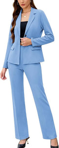 Women's 2 Piece Suits Business Casual Outfits Long Sleeve Solid Blazer with Pants Professional Office Work Sets