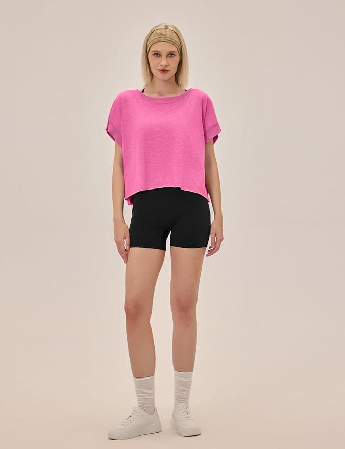 UNIANKIYA Open Back Workout Tops for Women Loose Fit Athletic Crop Tee Short Sleeve Gym Running Yoga Shirt