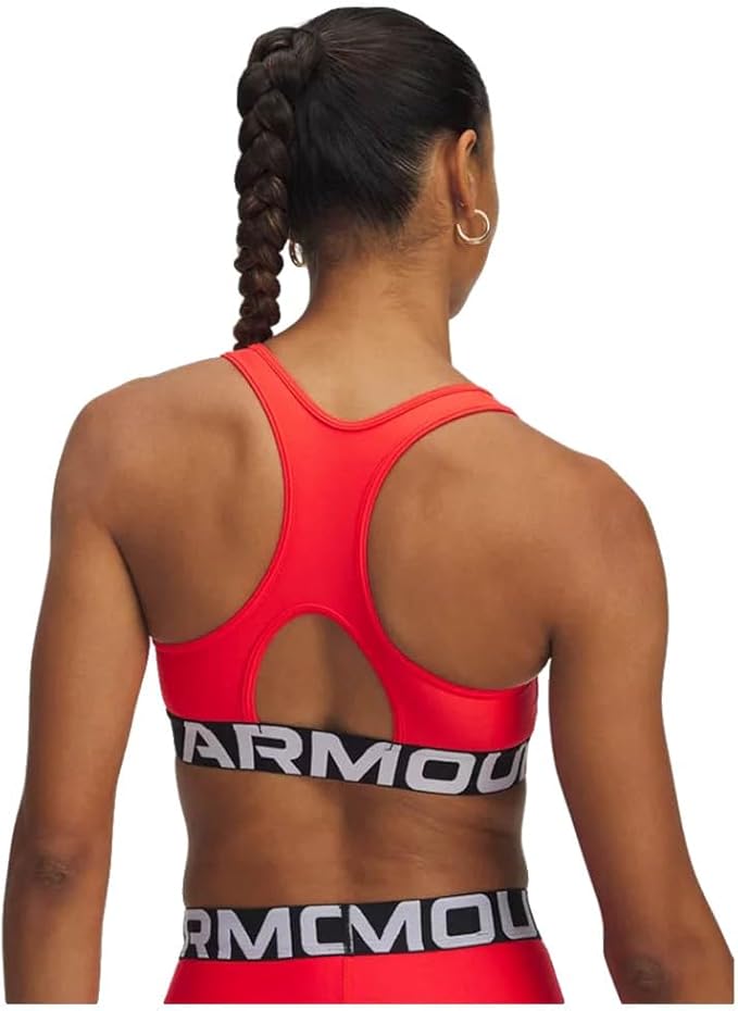 Under Armour Womens HeatGear Authentics Mid Impact Branded Sports Bra