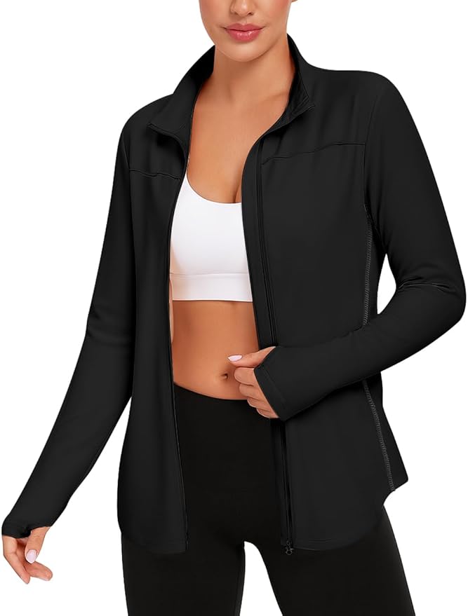 Vldnery Women's UPF 50+ Sun Protection Lightweight Jacket Zip Up Long Sleeve Sun Shirt for Women with Thumb Hole Hiking