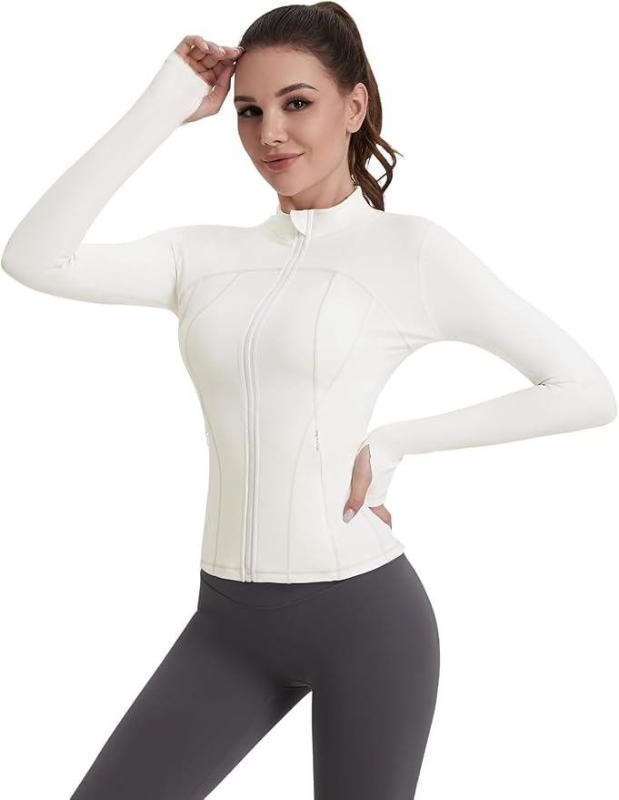 VUTRU Womens Workout Yoga Jacket Lightweight Zip Up Athletic Jacket Lightweight Cropped Jacekt with Pockets