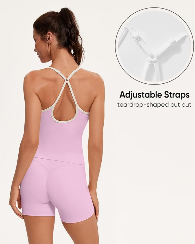 OMKAGI Sports Bras for Women Cute Sweetheart Neck Workout Tank Tops Open Back Yoga Bra Top