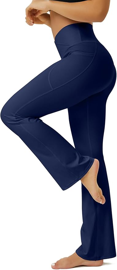 FOHOFO Yoga Pants Women, Flare Leggings for Women with Pockets Crossover High Waisted Bootcut Yoga Pants