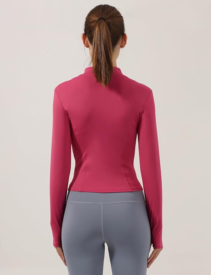 Locachy Women's Lightweight Stretchy Workout Full Zip Running Track Jacket with Thumb Holes