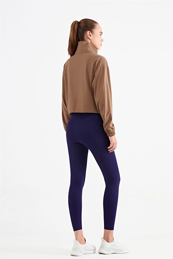 altiland Half Zip Pullover Cropped Jackets for Women Long Sleeve Workout Athletic Running Yoga Shirts
