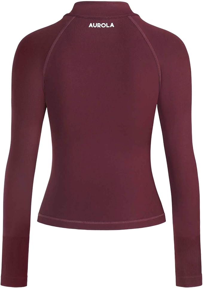 AUROLA Influence Athletic Workout Jacket for Women, Lightweight Slim Fit Full Zip Running Yoga Sports Jacket with Thumb Holes