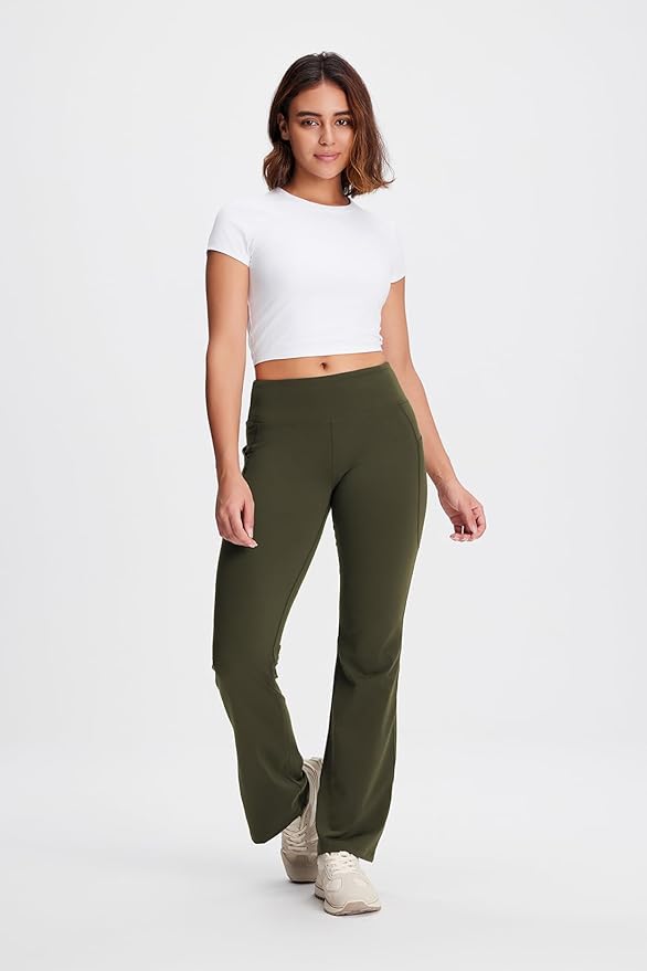 Yogipace Petite/Regular/Tall Women's Bootcut Yoga Pants with Side Pockets, Flare Leggings for Travel, Lounge & Everyday Wear