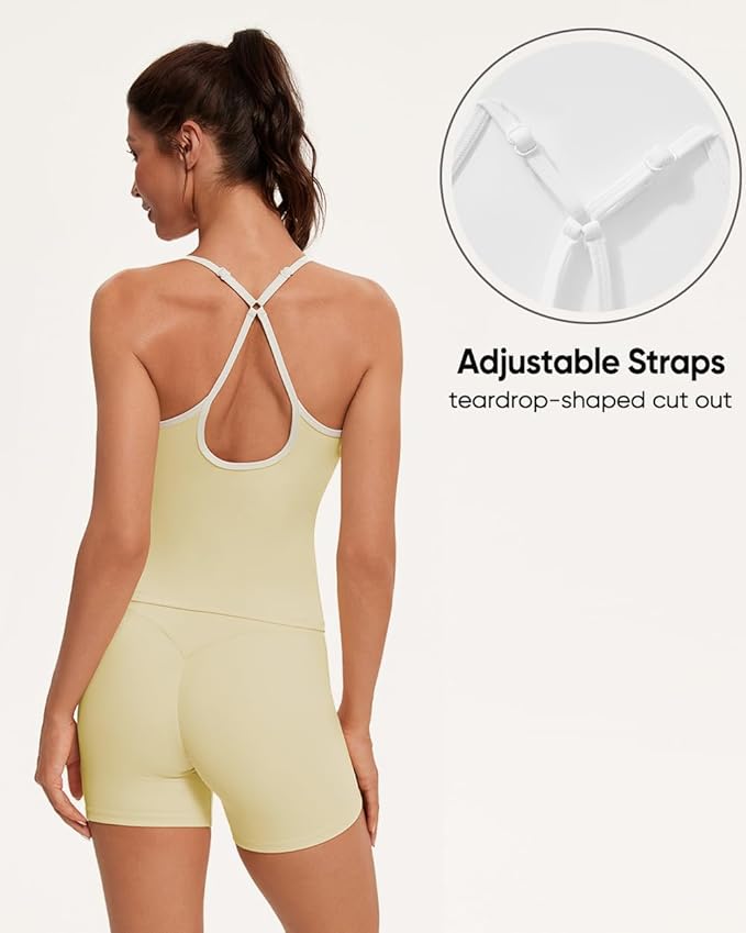 OMKAGI Sports Bras for Women Cute Sweetheart Neck Workout Tank Tops Open Back Yoga Bra Top