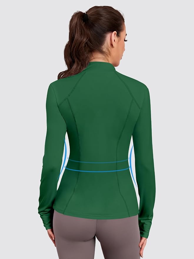 VUTRU Women Athletic Jacket Fitted Workout Running Zip Up Track Coat Layer with Thumb Holes Pockets for Yoga Gym Travel