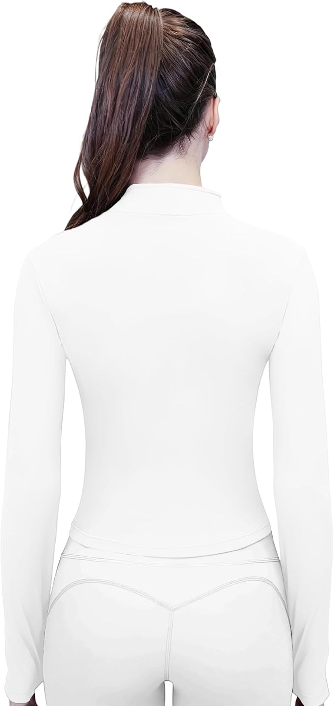Women's Yoga Jacket Lightweight Zip Up - Workout Jackets for Running Gym Athletic Tops Full Zip