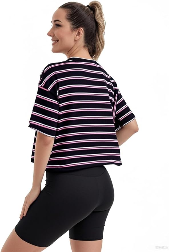Women's Oversize Workout Crop Tops Casual Short Sleeve Drop Shoulder Boxy T-Shirts Roll Hem Basic Loose Yoga Running Tees
