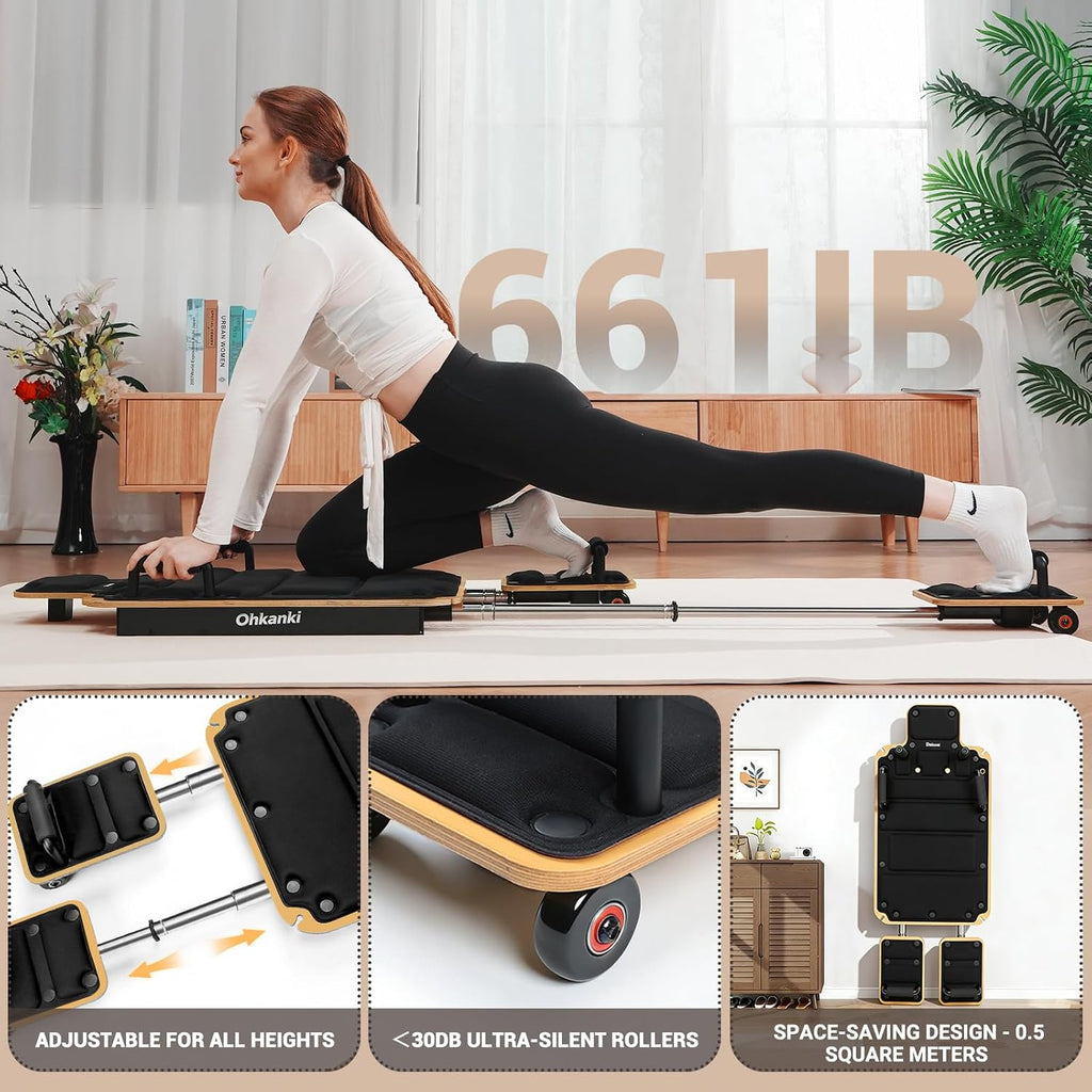 Reformer Pilates Machine,Wooden Pilates Board for Home Workout,5-in-1