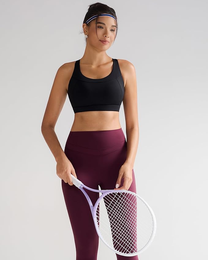 RUNNING GIRL Sports Bra for Women, Molded Cup High Impact Sports Bras for Women with Sewn in Pads