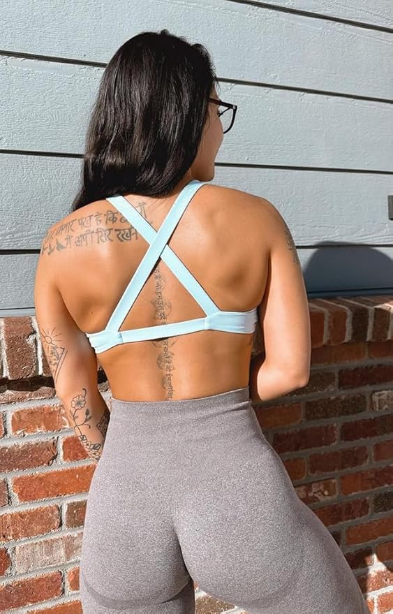 Aoxjox Women's Workout Sports Bras Fitness Satara Low Impact Bra Yoga Crop Tank