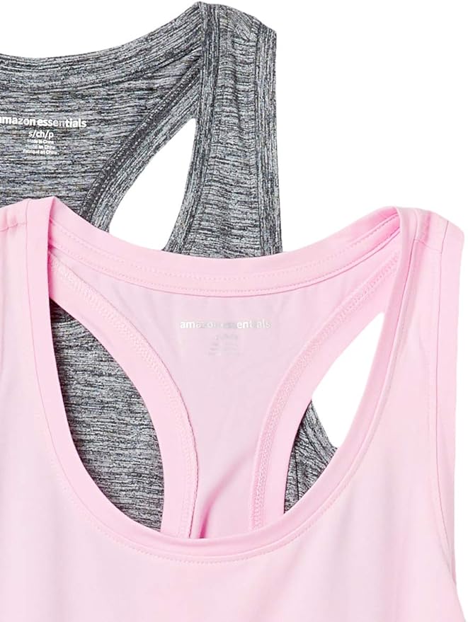 Amazon Essentials Women's Active Quick Dry Tech Stretch Racerback Scoop Neck Tank Top, Multipacks