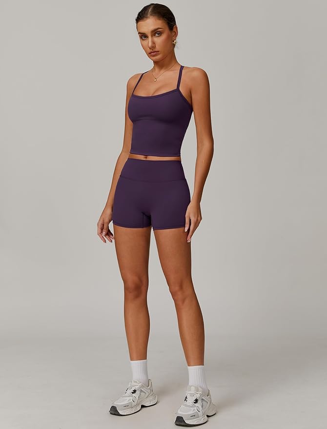 QBGJTD Two Piece Workout Sets For Women Tank Top Matching High Waist Booty Lifting Shorts Gym Yoga Active Wear Outfits