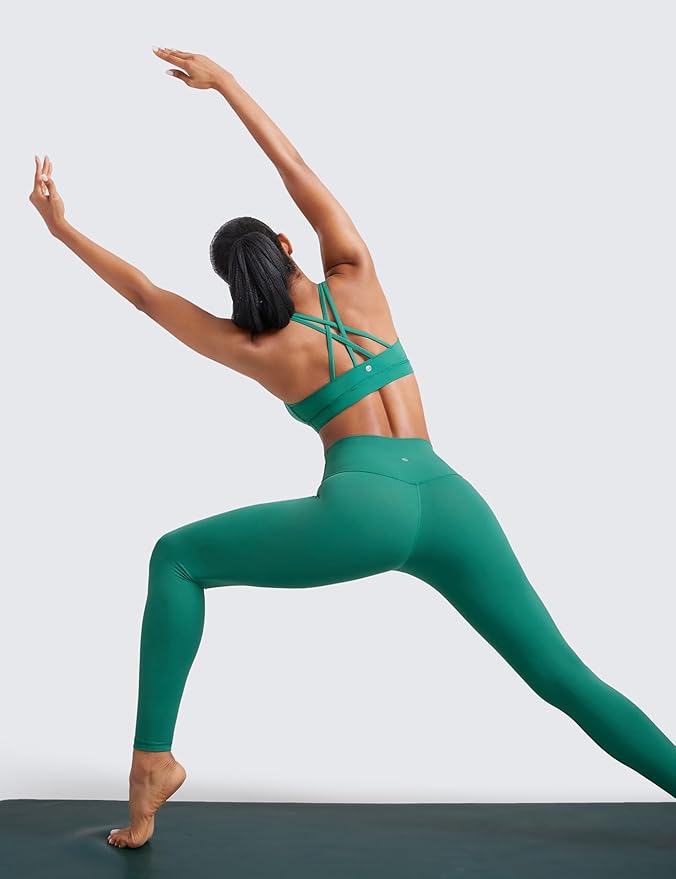 CRZ YOGA Naked Feeling Strappy Padded Sports Bras for Women - Fitness Workout Top Criss Cross Back Yoga Cami
