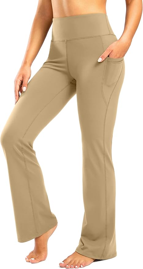 28"/30"/32"/34" Inseam Women's Bootcut Yoga Pants Long Bootleg High-Waisted Flare Pants with Pockets