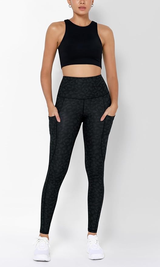 ODODOS Women's High Waisted Yoga Leggings with Pockets, Tummy Control Non See Through Workout Athletic Running Yoga Pants