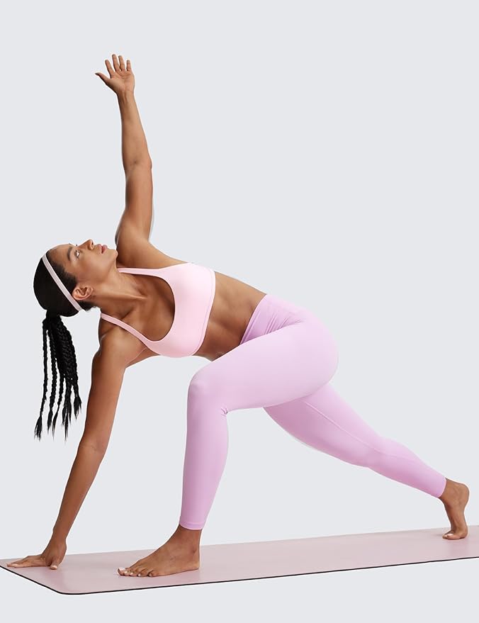 CRZ YOGA Womens Naked Feeling Criss Cross Sports Bra - Strappy Back Padded Medium Support Wireless Gym Cami Workout Yoga