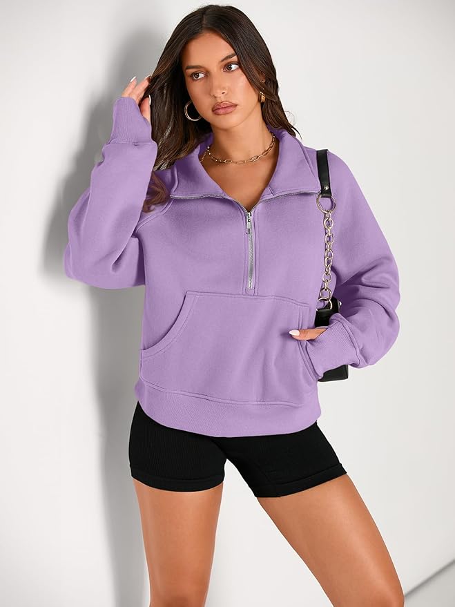 AUTOMET Womens Sweatshirts Half Zip Cropped Pullover Fleece Quarter Zipper Hoodies 2026 Fall Fashion Outfits Clothes