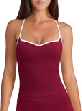 OMKAGI Sports Bras for Women Cute Sweetheart Neck Workout Tank Tops Open Back Yoga Bra Top
