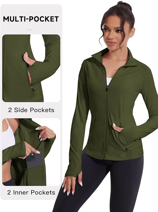 VUTRU Women's Workout Jackets Full Zip Athletic Tops Lightweight Gym Yoga Running Jacket with Pockets