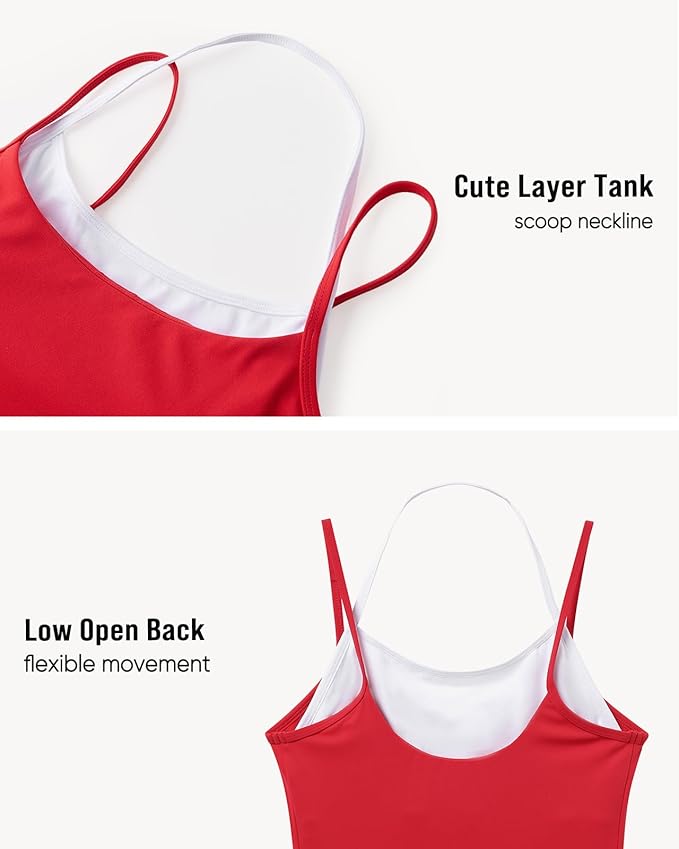 OMKAGI Halter Workout Tank Tops for Women Built in Bra Cute Layer Longline Sports Bras