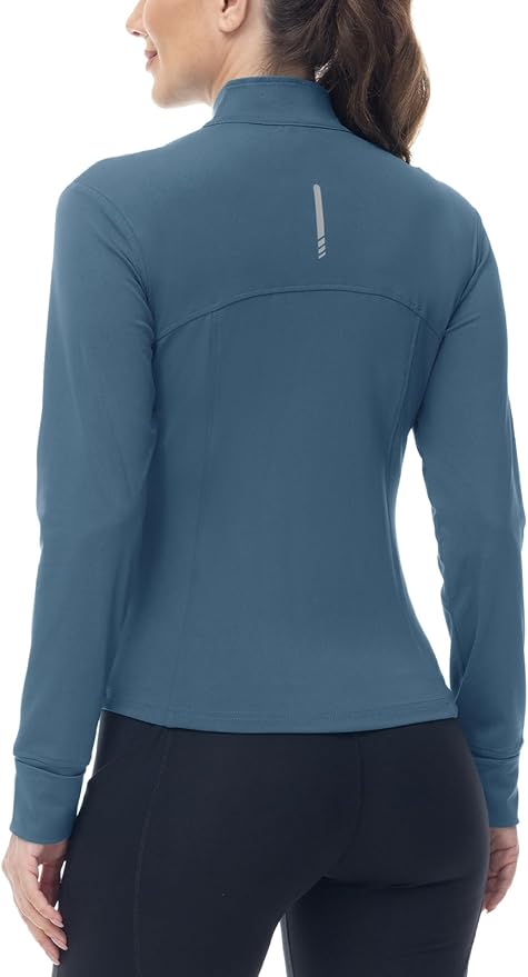BGOWATU Women's Workout Jacket Lightweight Zip up Running Athletic Jackets with Thumb Holes