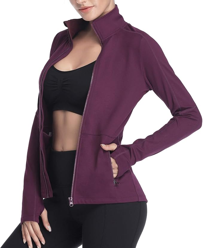 VUTRU Women's Workout Yoga Jacket Full Zip Running Athletic Track Jacket