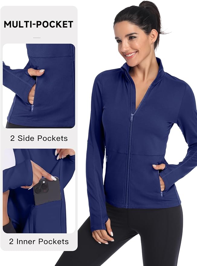 VUTRU Women's Workout Yoga Jacket Full Zip Running Track Jacket Fleece Athletic Jacket