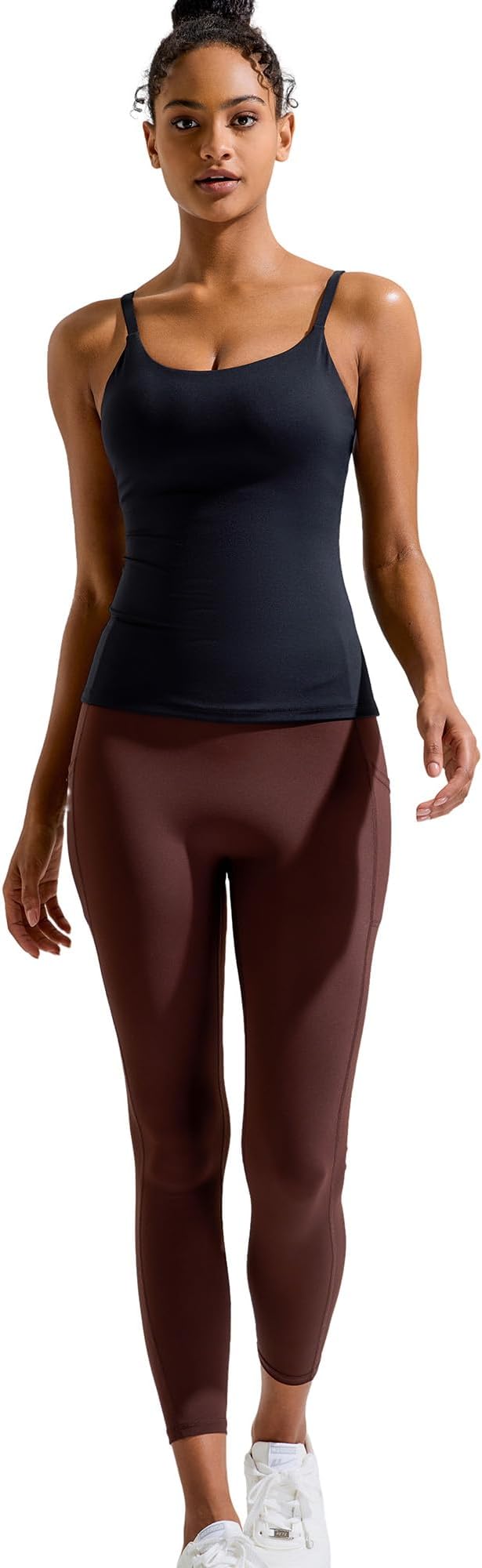 RUNNING GIRL Yoga Tank Tops for Women Built in Shelf Bra B/C Cups Strappy Back Activewear Workout Compression Tops