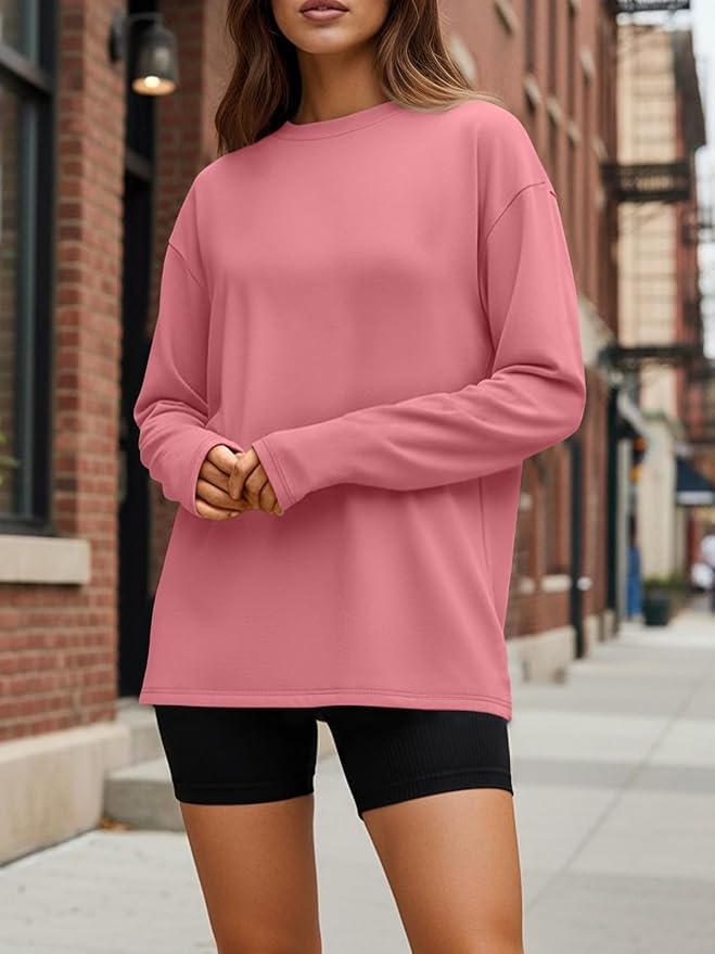 Trendy Queen Womens Spring Tops Oversized Long Sleeve T Shirts 2026 Basic Tee Fall Casual Workout Y2K Clothes
