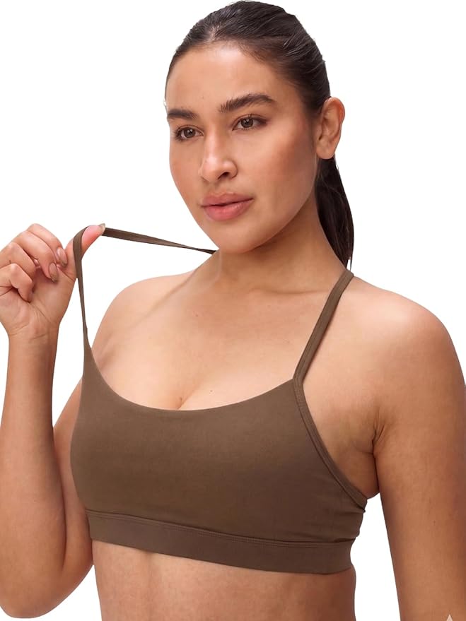 Womens Y Back Padded Sports Bra Strappy U Neck Butter Soft Low Impact Workout Bras Yoga Pilates Walking
