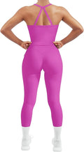 SUUKSESS Women 2 Piece Workout Sets Compression Tummy Control Leggings with Pockets Halter Built in Bra Tank Tops